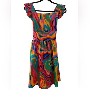 Vibrant Multicolor Swirl Dress